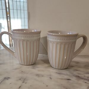 Bombay Cream Ribbed Mugs (2)